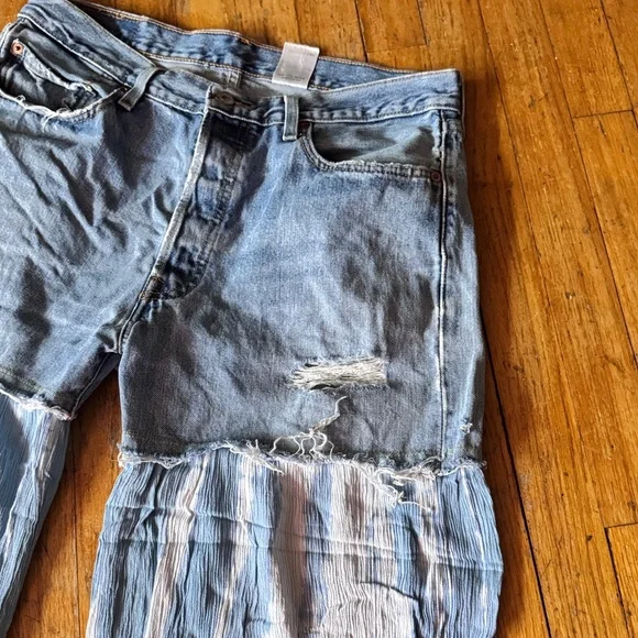 Upcycled Levi's Blue Tie-Dye Flare Jeans‎ - Picture 3 of 6